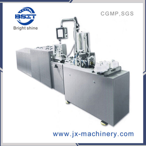 La máquina de sellado de llenado de líquido de supositorio automático de control PLC de línea recta cumple con GMP